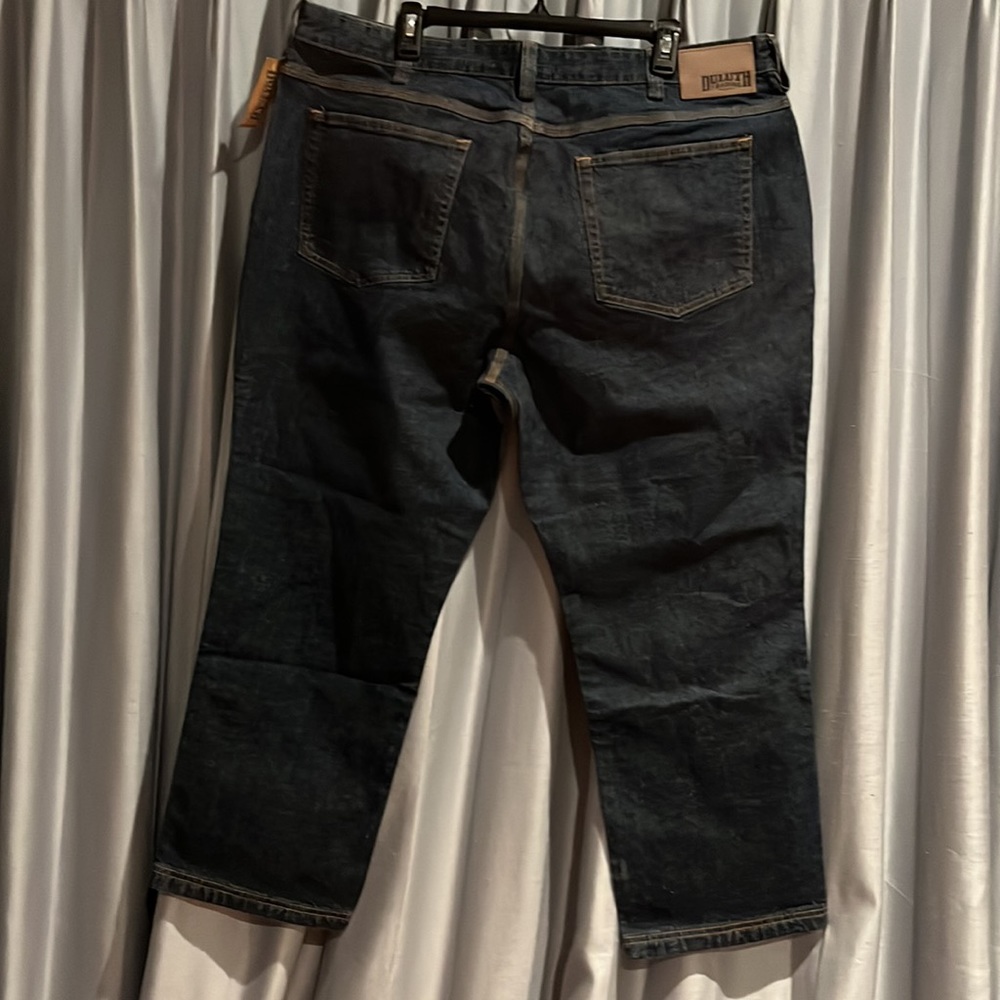 Duluth Trading MN DuluthFlex Ballroom Blue Denim Jeans Sz 42 x 28 cotton/spandex